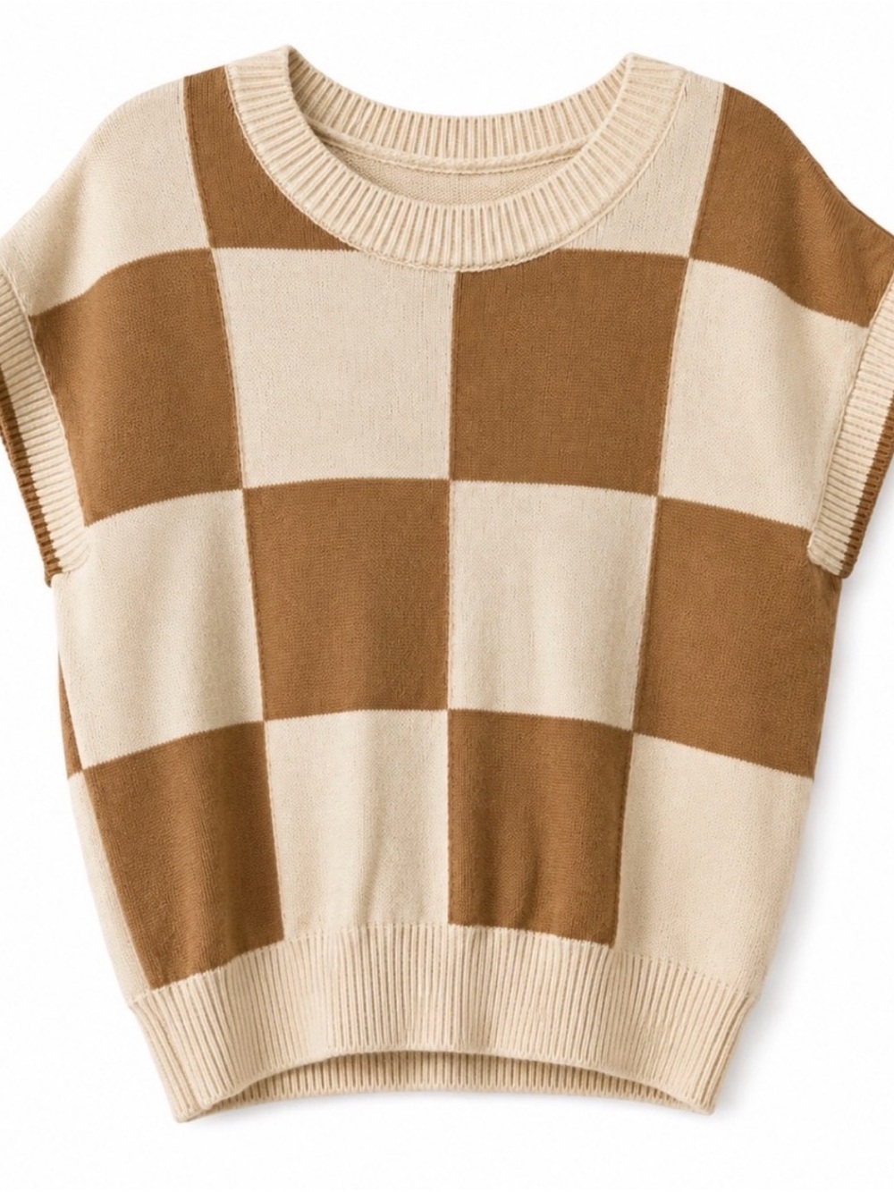 Checkerboard Knit Women’s Too - Cream & tan